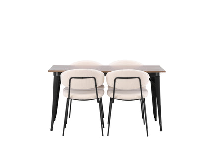 Venture Home Chico & Tempe Matstolar 2-pack Vit + Rektangulära Matbord 140 x 80 Valnöt