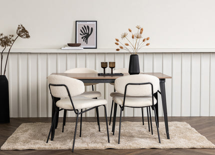 Venture Home Chico & Tempe Matstolar 2-pack Vit + Rektangulära Matbord 140 x 80 Valnöt