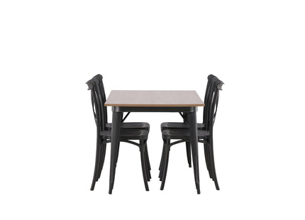 Venture Home Crosett & Tempe Matstolar 2-pack Svart + Rektangulära Matbord 140 x 80 Valnöt