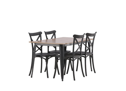 Venture Home Crosett & Tempe Matstolar 2-pack Svart + Rektangulära Matbord 140 x 80 Valnöt