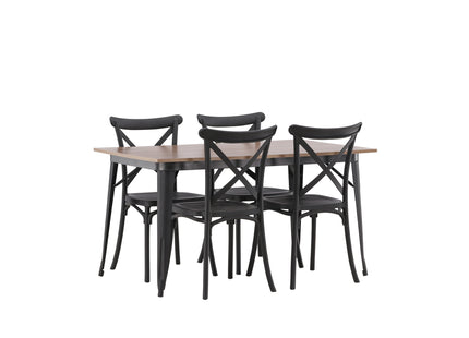 Venture Home Crosett & Tempe Matstolar 2-pack Svart + Rektangulära Matbord 140 x 80 Valnöt