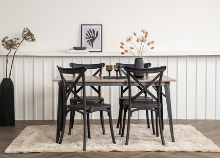 Venture Home Crosett & Tempe Matstolar 2-pack Svart + Rektangulära Matbord 140 x 80 Valnöt