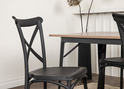 Venture Home Crosett & Tempe Matstolar 2-pack Svart + Rektangulära Matbord 140 x 80 Valnöt