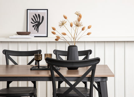 Venture Home Crosett & Tempe Matstolar 2-pack Svart + Rektangulära Matbord 140 x 80 Valnöt