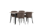 Venture Home Tempe & Modesto Rektangulära Matbord 140 x 80 Valnöt + Matstolar 2-pack Beige