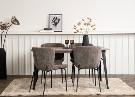 Venture Home Tempe & Modesto Rektangulära Matbord 140 x 80 Valnöt + Matstolar 2-pack Beige