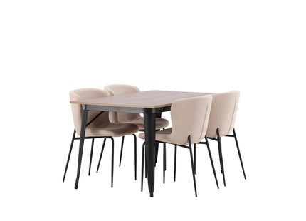 Venture Home Tempe & Modesto Rektangulära Matbord 140 x 80 Valnöt + Matstolar 2-pack Brun