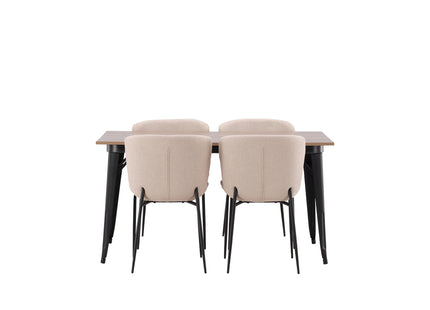 Venture Home Tempe & Modesto Rektangulära Matbord 140 x 80 Valnöt + Matstolar 2-pack Brun