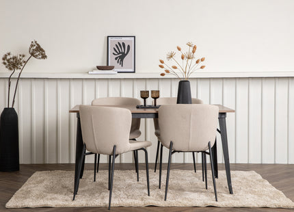 Venture Home Tempe & Modesto Rektangulära Matbord 140 x 80 Valnöt + Matstolar 2-pack Brun