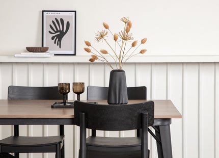 Venture Home Tempe & Montros Rektangulära Matbord 140 x 80 Valnöt + Matstolar 2-pack Svart