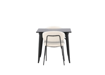Venture Home Chico & Tempe Matstolar 2-pack Vit + Rektangulära Matbord 80 x 80 Svart