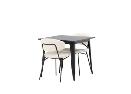 Venture Home Chico & Tempe Matstolar 2-pack Vit + Rektangulära Matbord 80 x 80 Svart