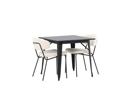 Venture Home Chico & Tempe Matstolar 2-pack Vit + Rektangulära Matbord 80 x 80 Svart