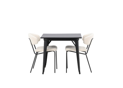 Venture Home Chico & Tempe Matstolar 2-pack Vit + Rektangulära Matbord 80 x 80 Svart