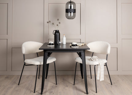 Venture Home Chico & Tempe Matstolar 2-pack Vit + Rektangulära Matbord 80 x 80 Svart