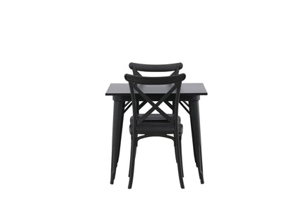 Venture Home Crosett & Tempe Matstolar 2-pack Svart + Rektangulära Matbord 80 x 80 Svart