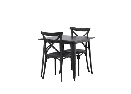 Venture Home Crosett & Tempe Matstolar 2-pack Svart + Rektangulära Matbord 80 x 80 Svart