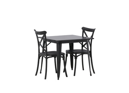 Venture Home Crosett & Tempe Matstolar 2-pack Svart + Rektangulära Matbord 80 x 80 Svart