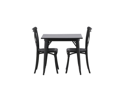 Venture Home Crosett & Tempe Matstolar 2-pack Svart + Rektangulära Matbord 80 x 80 Svart