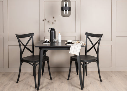 Venture Home Crosett & Tempe Matstolar 2-pack Svart + Rektangulära Matbord 80 x 80 Svart