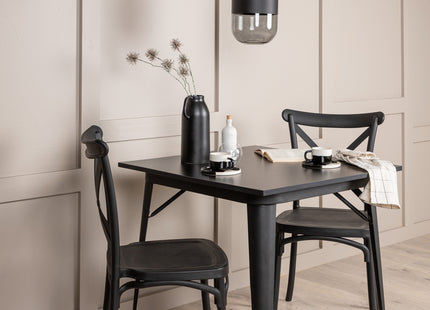 Venture Home Crosett & Tempe Matstolar 2-pack Svart + Rektangulära Matbord 80 x 80 Svart