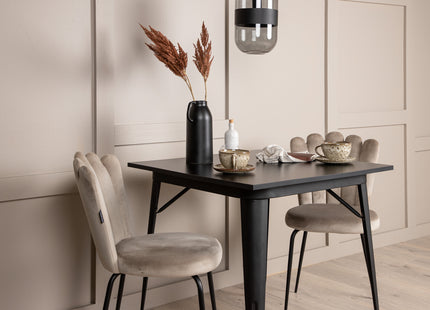 Furniture Fashion & Venture Home Limhamn & Tempe Matstolar 2-pack Beige + Rektangulära Matbord 80 x 80 Svart