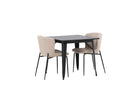 Venture Home Tempe & Modesto Rektangulära Matbord 80 x 80 Svart + Matstolar 2-pack Beige
