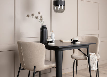 Venture Home Tempe & Modesto Rektangulära Matbord 80 x 80 Svart + Matstolar 2-pack Beige