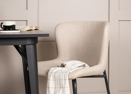 Venture Home Tempe & Modesto Rektangulära Matbord 80 x 80 Svart + Matstolar 2-pack Beige