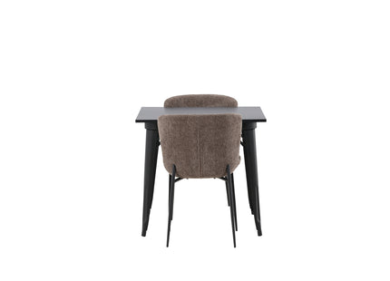 Venture Home Tempe & Modesto Rektangulära Matbord 80 x 80 Svart + Matstolar 2-pack Brun