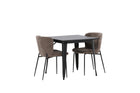 Venture Home Tempe & Modesto Rektangulära Matbord 80 x 80 Svart + Matstolar 2-pack Brun
