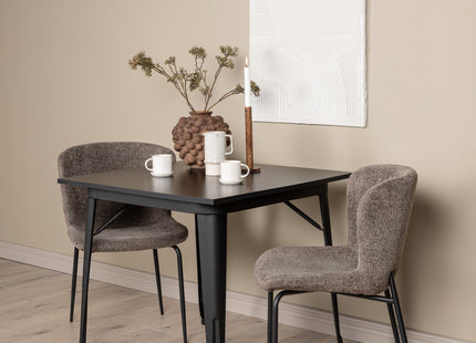 Venture Home Tempe & Modesto Rektangulära Matbord 80 x 80 Svart + Matstolar 2-pack Brun