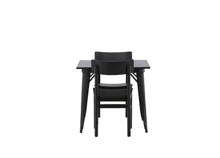 Venture Home Tempe & Montros Rektangulära Matbord 80 x 80 Svart + Matstolar 2-pack Svart