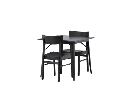 Venture Home Tempe & Montros Rektangulära Matbord 80 x 80 Svart + Matstolar 2-pack Svart