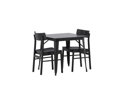 Venture Home Tempe & Montros Rektangulära Matbord 80 x 80 Svart + Matstolar 2-pack Svart