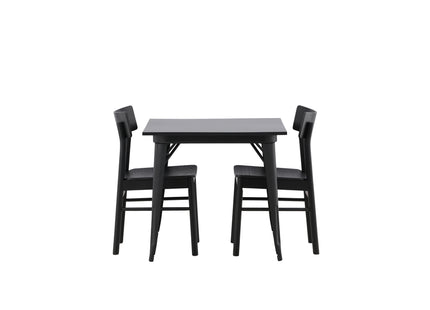 Venture Home Tempe & Montros Rektangulära Matbord 80 x 80 Svart + Matstolar 2-pack Svart