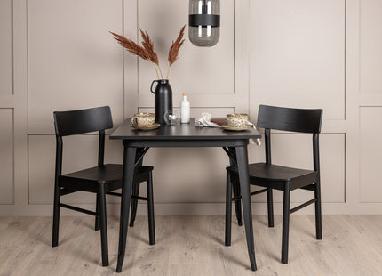 Venture Home Tempe & Montros Rektangulära Matbord 80 x 80 Svart + Matstolar 2-pack Svart