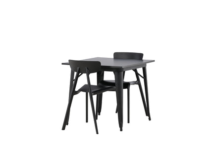 Venture Home Tempe & Ursholmen Rektangulära Matbord 80 x 80 Svart + Matstolar 2-pack Svart