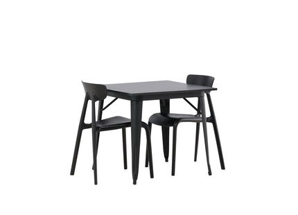 Venture Home Tempe & Ursholmen Rektangulära Matbord 80 x 80 Svart + Matstolar 2-pack Svart
