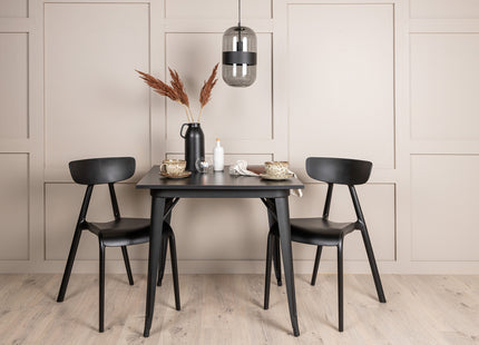 Venture Home Tempe & Ursholmen Rektangulära Matbord 80 x 80 Svart + Matstolar 2-pack Svart