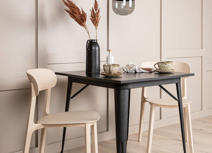 Venture Home Tempe & Åstol Rektangulära Matbord 80 x 80 Svart + Matstolar 2-pack Beige