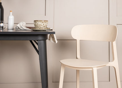 Venture Home Tempe & Åstol Rektangulära Matbord 80 x 80 Svart + Matstolar 2-pack Beige