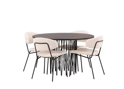 Venture Home & Furniture Fashion Chico & Stone Matstolar 2-pack Vit + Runda Matbord ⌀120 Mocca