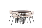 Venture Home & Furniture Fashion Chico & Stone Matstolar 2-pack Vit + Runda Matbord ⌀120 Mocca
