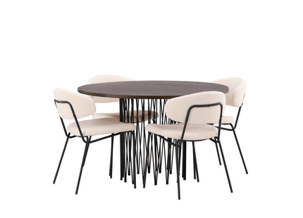 Venture Home & Furniture Fashion Chico & Stone Matstolar 2-pack Vit + Runda Matbord ⌀120 Mocca
