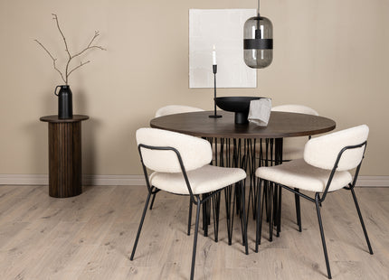 Venture Home & Furniture Fashion Chico & Stone Matstolar 2-pack Vit + Runda Matbord ⌀120 Mocca