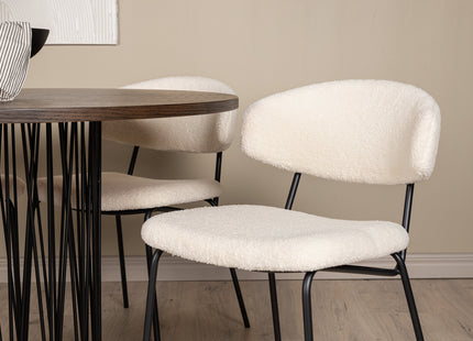 Venture Home & Furniture Fashion Chico & Stone Matstolar 2-pack Vit + Runda Matbord ⌀120 Mocca