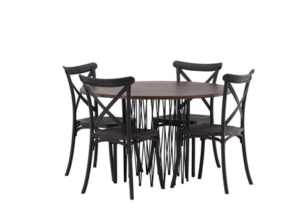 Venture Home & Furniture Fashion Crosett & Stone Matstolar 2-pack Svart + Runda Matbord ⌀120 Mocca