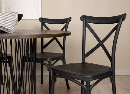 Venture Home & Furniture Fashion Crosett & Stone Matstolar 2-pack Svart + Runda Matbord ⌀120 Mocca