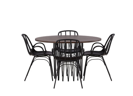 Venture Home & Furniture Fashion Dyrön & Stone Matstolar 2-pack Svart + Runda Matbord ⌀120 Mocca